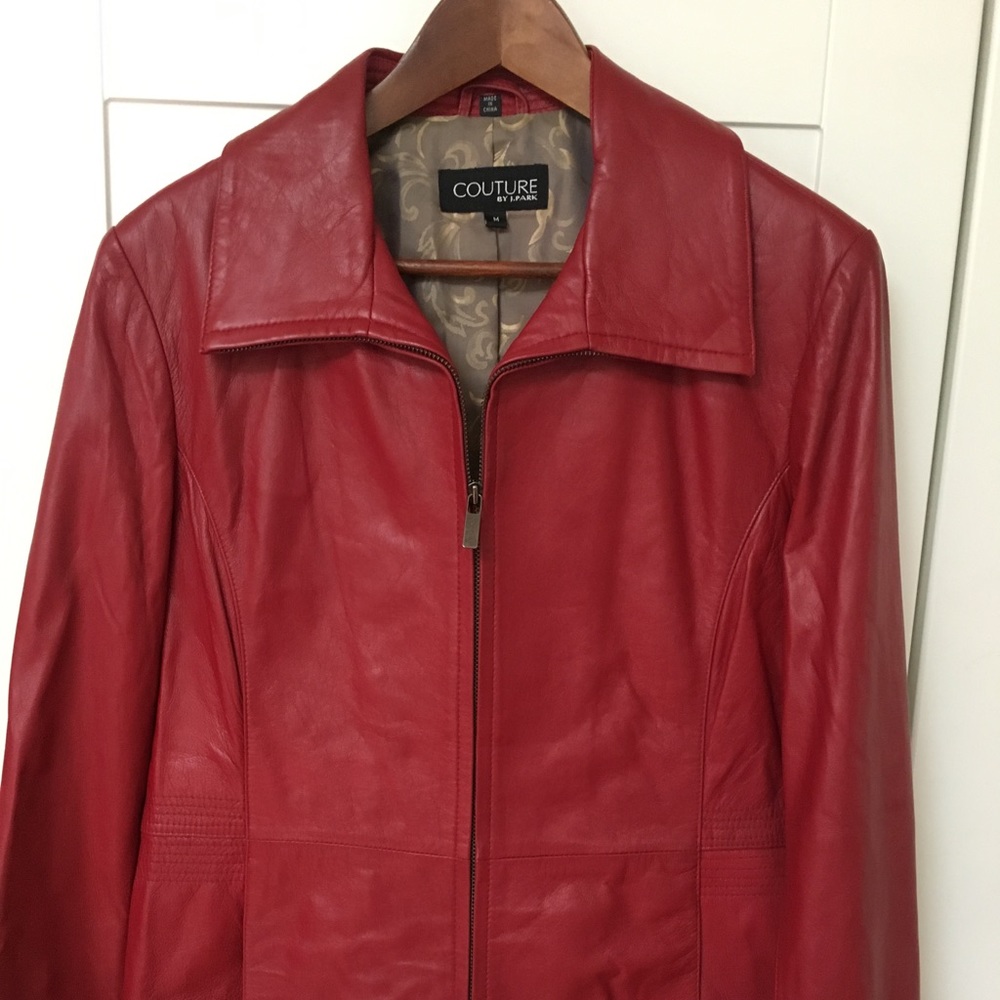 Designer genuine lamb leather jacket